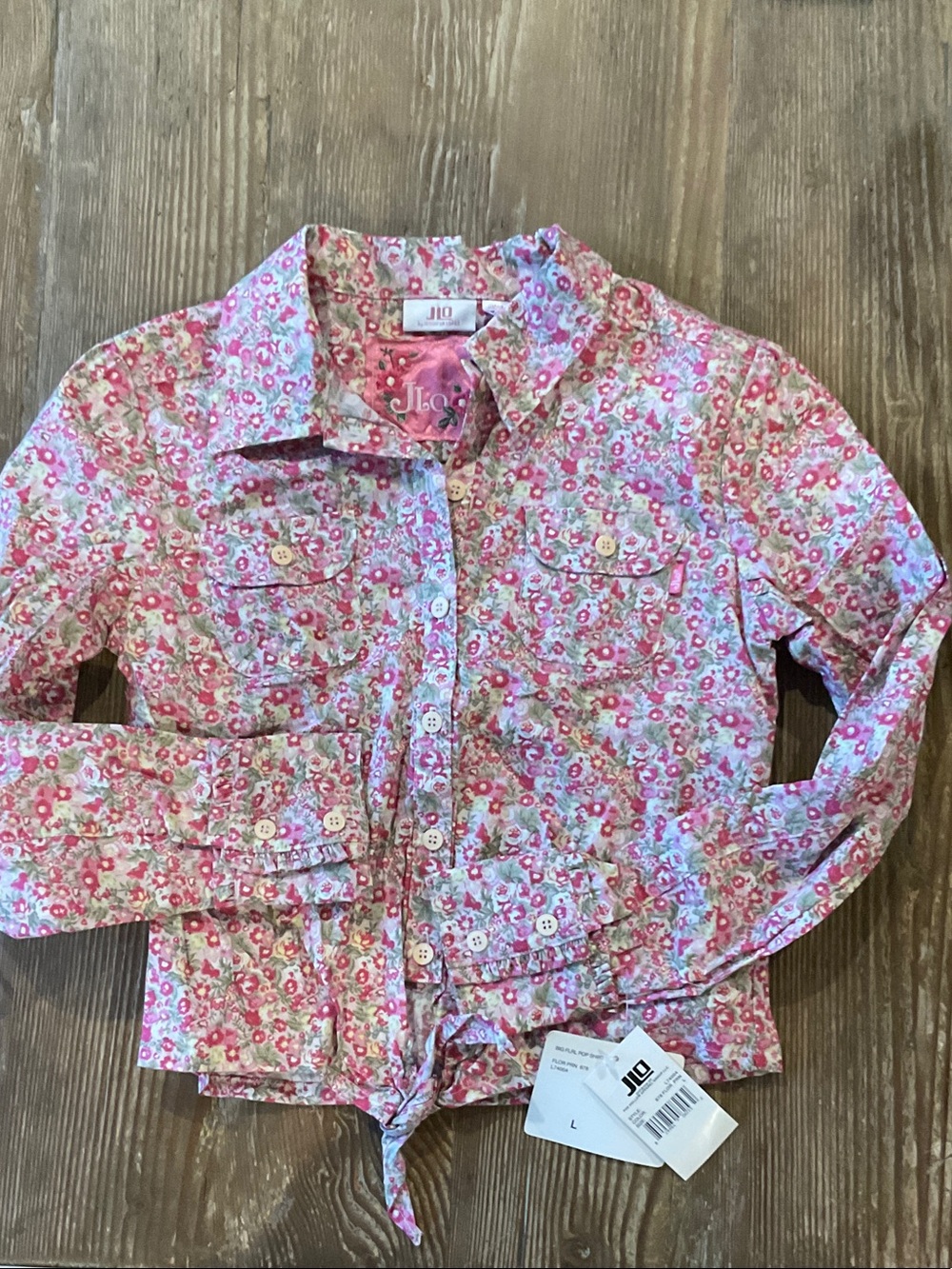 JLo Girls Pink Floral Button-Down Shirt jacket